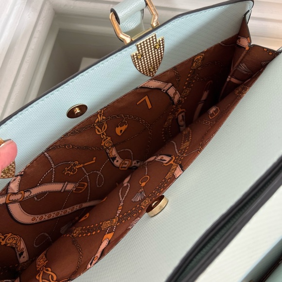 Large satchel bag shoulder bag light blue with light light green shade - Picture 6 of 14